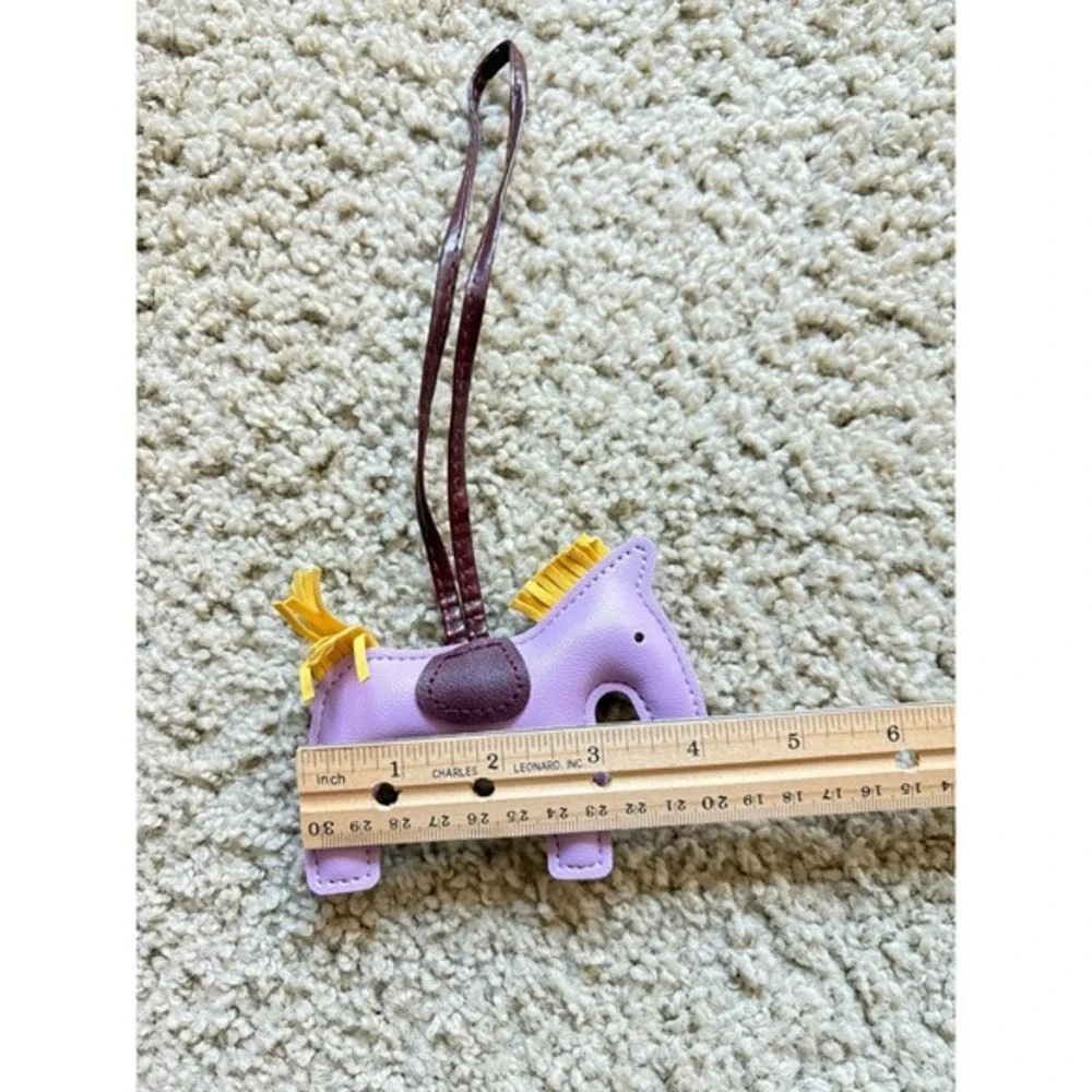 Lavender Faux Leather Horse pony‎ Bag Charm Keychain Accessory New
